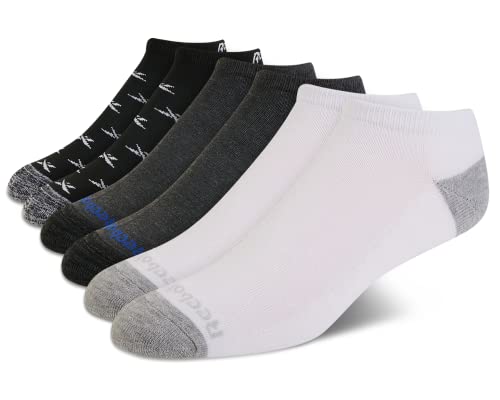 Reebok Mens? Breathable No-Show Low Cut Basic Cushion Socks (6 Pack), Size 6-12.5, Assorted 2