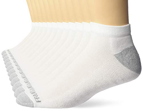 Fruit of the Loom Men's 12 Pair Pack Dual Defense Cushioned Socks, White/Grey, 6.5-12
