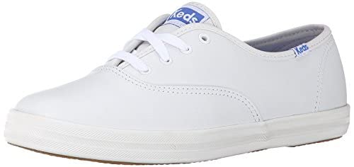 Keds Women's Champion Leather Lace-Up Sneaker, White, 7.5 Wide