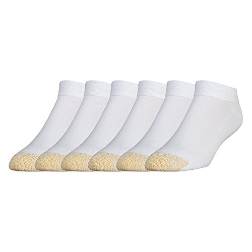 GOLDTOE Men's Cotton Low Cut Sport Liner Socks, 6-Pairs, White, Large