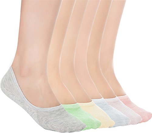 Women’s Casual No Show Socks Athletic Cotton Liner Thin Low Cut Anti-Slip Socks 6 Pairs CW (liuse)-S