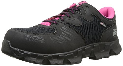 Timberland PRO Women's Powertrain Alloy Toe ESD W Industrial Shoe,Black/Pink Microfiber And Textile,5.5 M US
