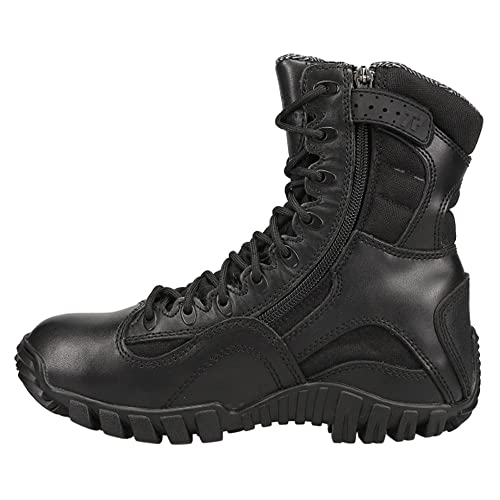 Tactical Research Khyber TR960Z WP 8 Inch Tactical Boots for Men with Zipper - Lightweight Waterproof Black Leather Designed for Police and EMS with Vibram Traction Outsole, Black - 3 R