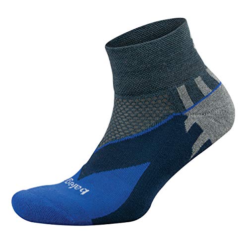 Balega Enduro V-Tech Quarter Socks For Men and Women (1 Pair), Charcoal/Cobalt, Large