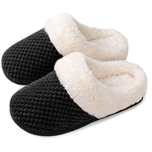 ULTRAIDEAS Women's Comfy Coral Fleece Memory Foam Slippers, Slip-on House Slippers for Indoor Use