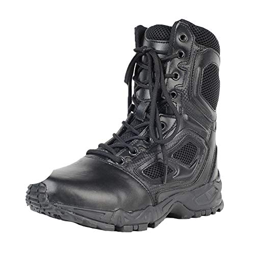 Mens Military Combat Boot Army Patrol Hiking Cadet Work High Leather Boot,Black-39