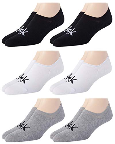 Calvin Klein Men's Socks - Cotton Blend No-Show Liner Socks (6 Pack), Size 7-12.5, Black/White/Grey