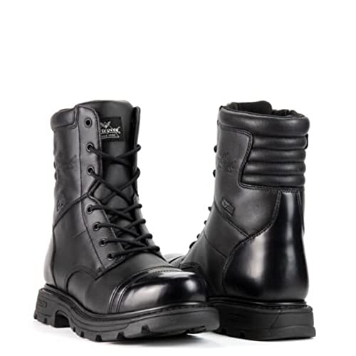 Thorogood GEN-Flex2 8” Side-Zip Black Tactical Boots for Men and Women - High-Shine Leather Heel & Toe with Goodyear Storm Welt and Slip-Resistant Outsole - 4.5 D(M) US