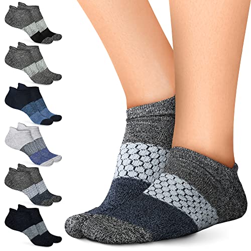 Pembrook Womens Athletic Socks - 6 Pairs Low Cut Socks Women | Cute Ankle socks for Women | Running Socks Womens | Workout Socks Women | Pilates, Barre, Yoga | Calcetines Para Mujer