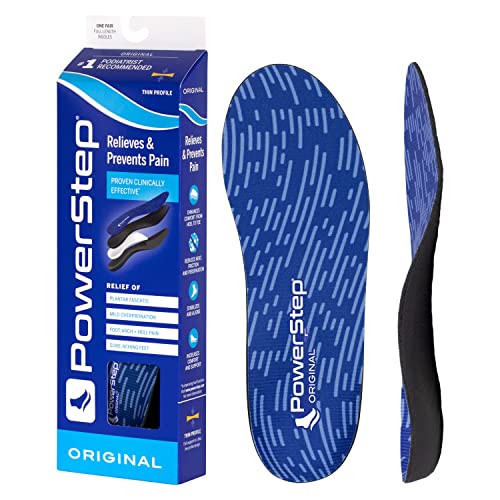 PowerStep Original Insoles - Arch Pain Relief Orthotics for Tight Shoes - Foot Support for Plantar Fasciitis, Mild Pronation and Foot & Arch Pain - Shoe Inserts for All (M 10-10.5, F 12)