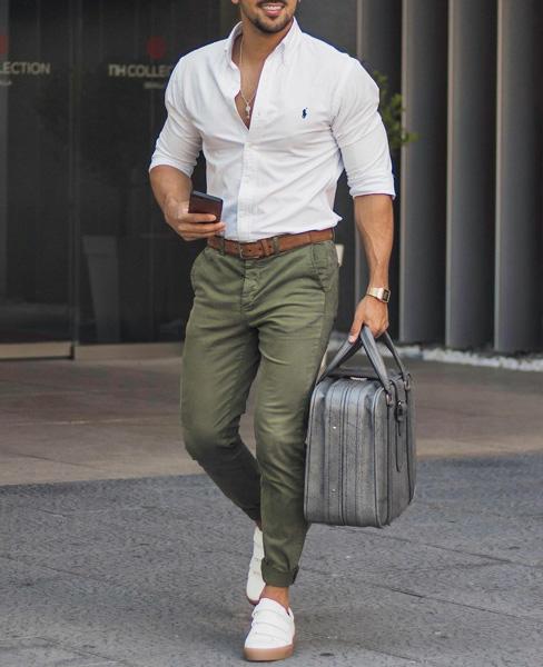 How to Wear Olive Green Pants(Men)